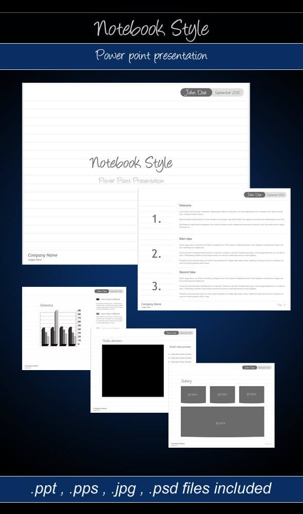 notebook style – power point presentation